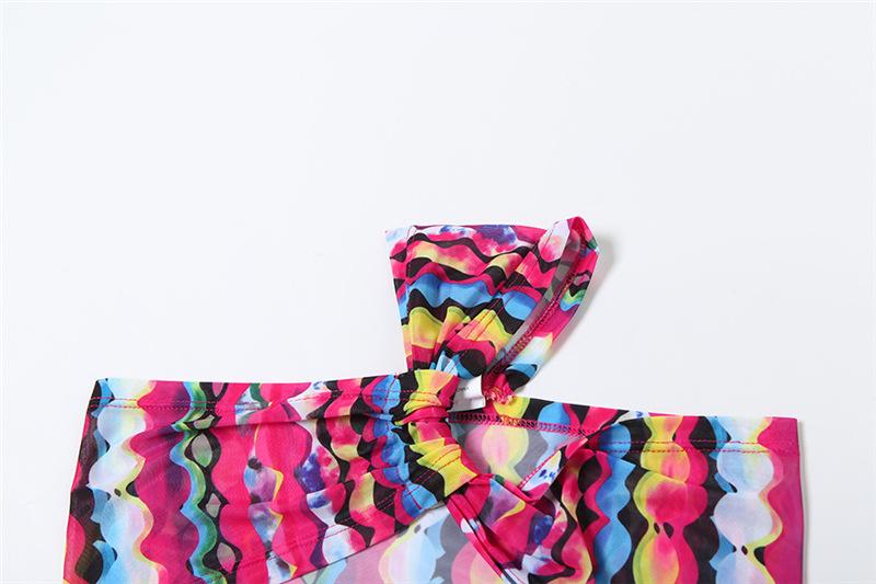 Ensemble mini-jupe asymétrique à imprimé en maille irrégulière 