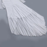 Robe longue en maille à volants et manches longues ajourées 