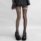 Heart pattern hollow out fishnet tights