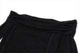 Mini-robe froncée à manches longues évasées et épaules dénudées 