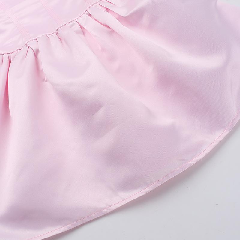 Vestido mini de tubo liso de satén fruncido y fruncido 