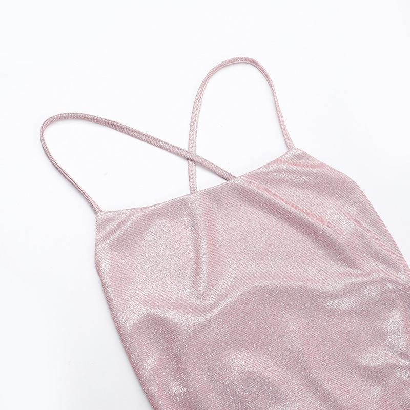 Cross back self tie square neck cami mini dress