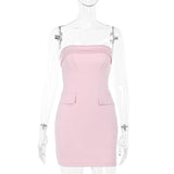 Pink corset backless tube mini dress