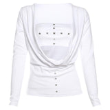 Top de dos piezas liso con apliques de estrellas y manga larga 