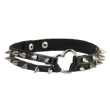 Heart rivet decor PU leather choker necklace