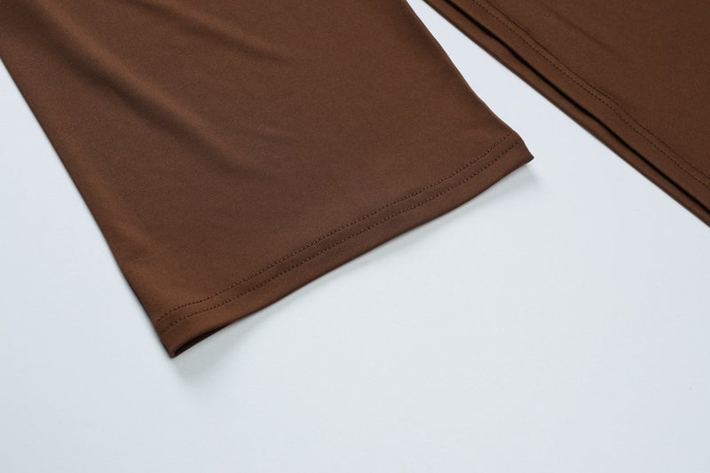 Conjunto de pantalón liso de tiro medio y manga larga irregular 