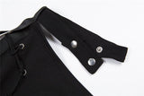 One shoulder long sleeve button irregular buckle top