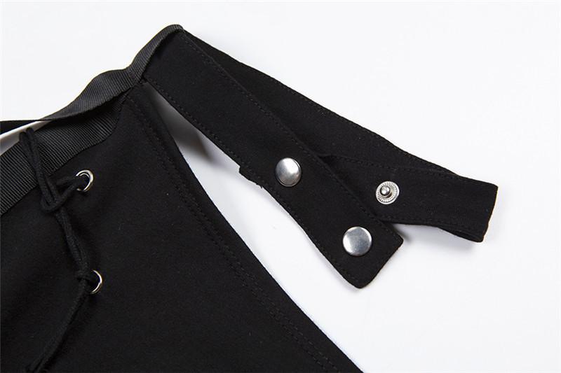 One shoulder long sleeve button irregular buckle top