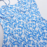 Self tie flower print backless cami mini dress
