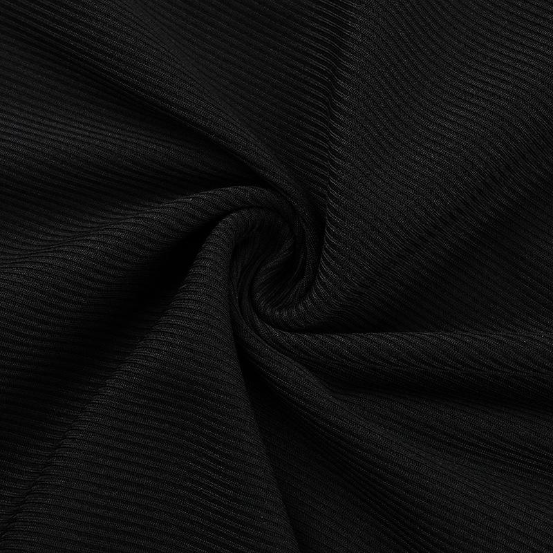 Robe midi côtelée à col ras du cou et chaîne en métal ajouré 
