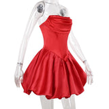 Vestido mini de tubo liso con espalda descubierta y fruncido con cremallera 