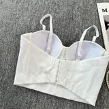 Haut camisole dos nu à boutons et col en V 
