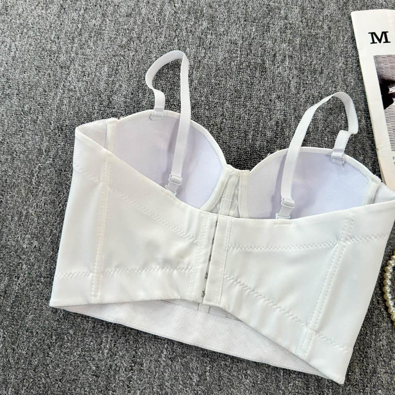 Haut camisole dos nu à boutons et col en V 