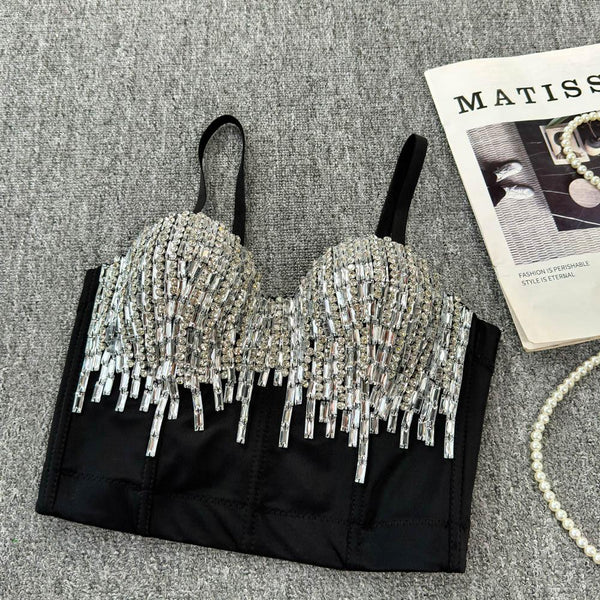 Haut camisole dos nu à boutons et col en V 
