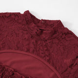 Long flared sleeve hollow out ruched lace mini dress