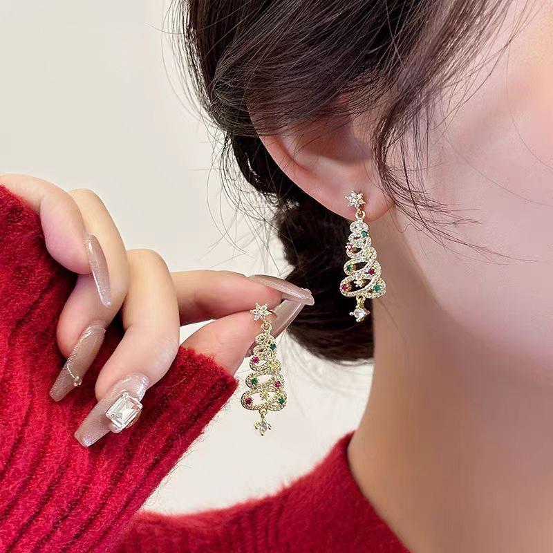 Boucles d'oreilles pendantes en forme de nœud papillon, décoration de sapin de Noël