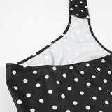 Irregular polka dot halter backless one shoulder top