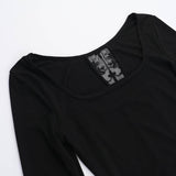 Long sleeve round neck cross print top