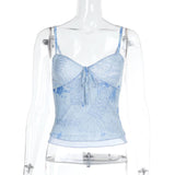 Top camisola sin espalda con cuello en V y estampado de malla 