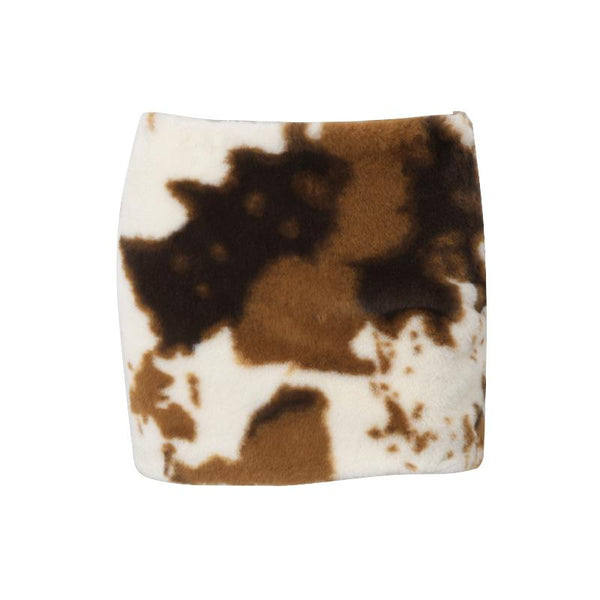 Mini-jupe contrastée zippée et tie-dye duveteuse 