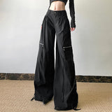 Pocket zip-up button high rise straight leg pant