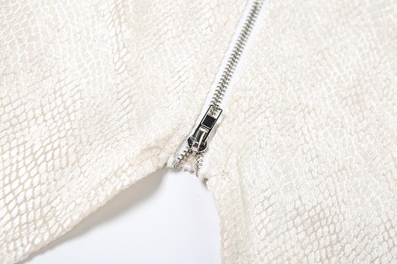 Off shoulder long sleeve fluffy zip-up solid top
