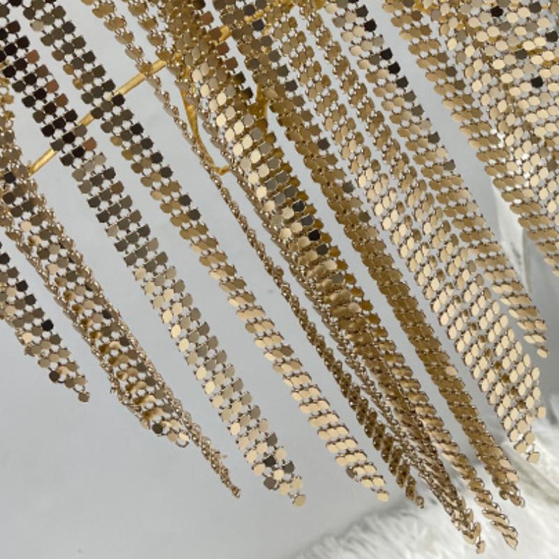 Haut à paillettes avec col en V et pompons à nouer soi-même 