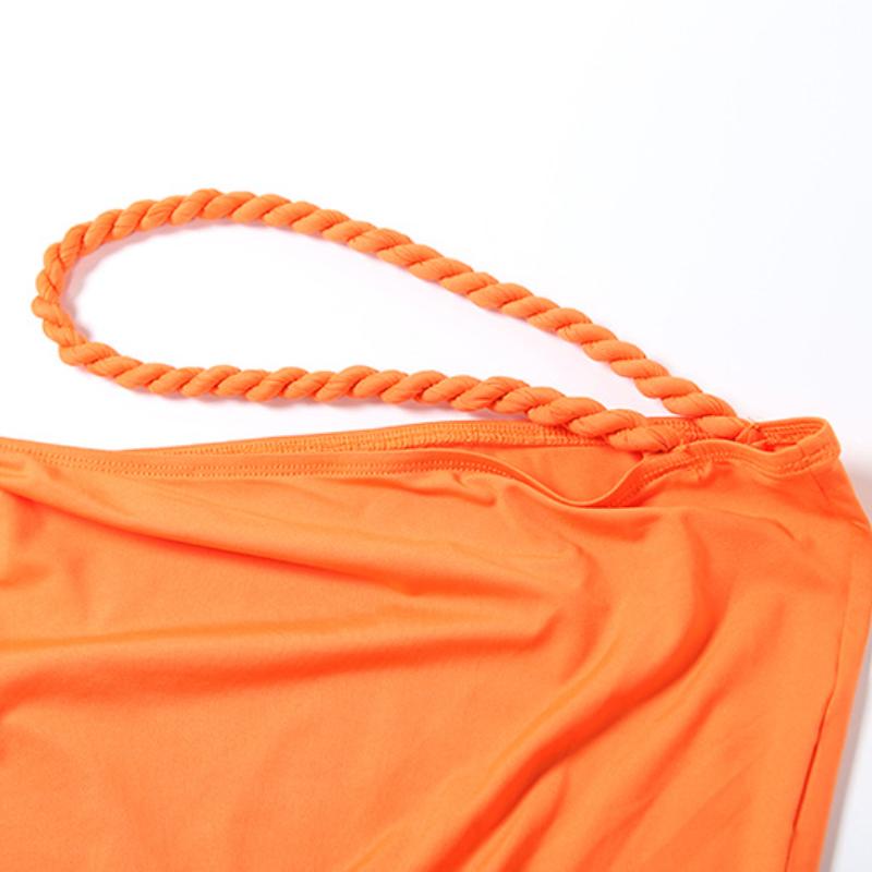Ensemble jupe longue camisole irrégulière à col en V froncé et creux 