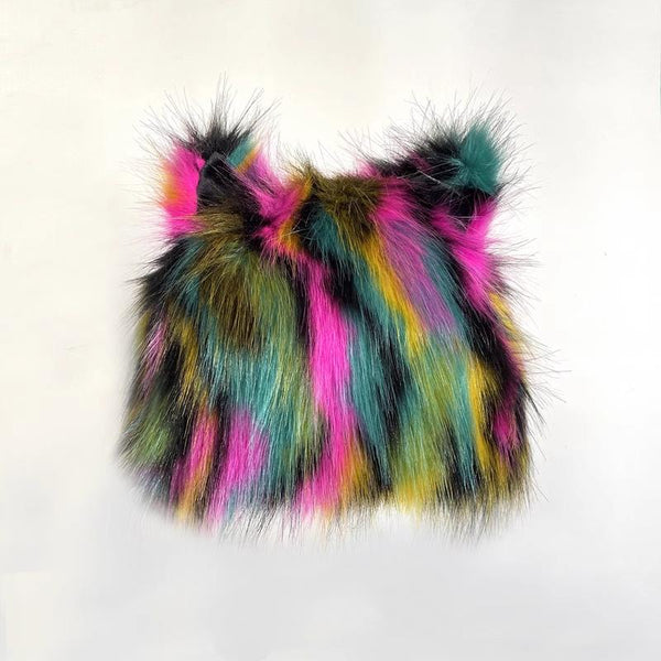 Casquette à oreilles de chat contrastées et duveteuses 