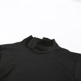 Conjunto de falda maxi con botones, cuello alto y manga larga calada 
