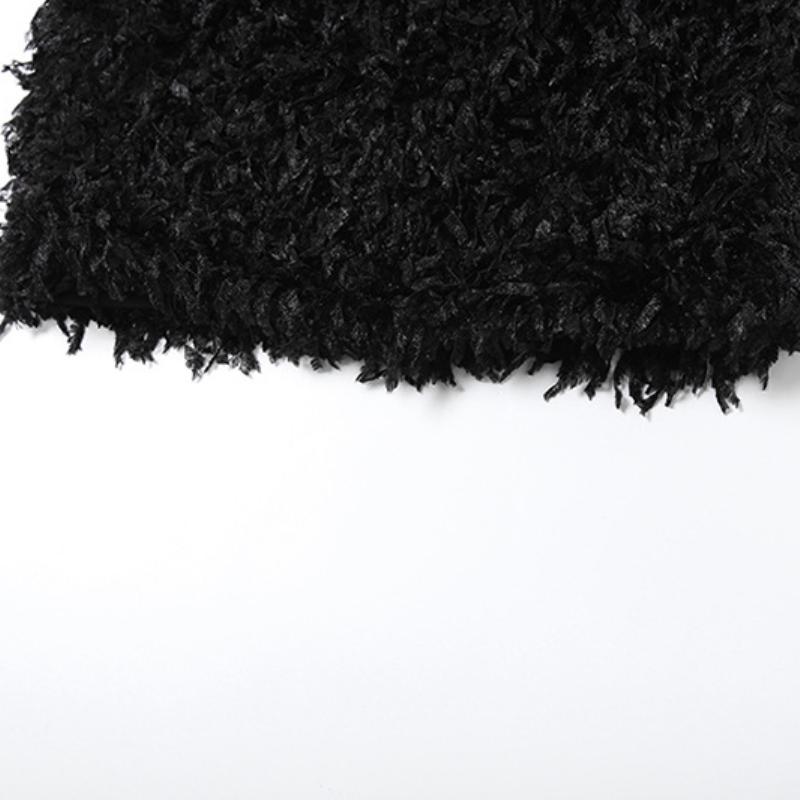 Cross back fluffy halter solid tube mini dress
