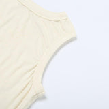 Crewneck irregular hollow out sleeveless solid top