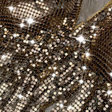 Haut à paillettes avec col en V et pompons à nouer soi-même 