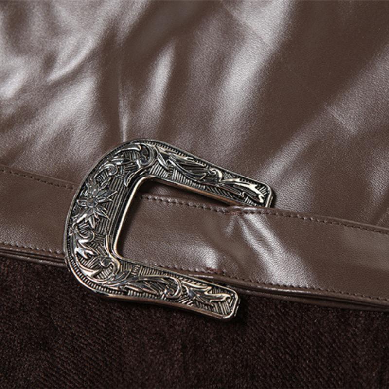 Mini-jupe à volants irréguliers et boucle en cuir PU 