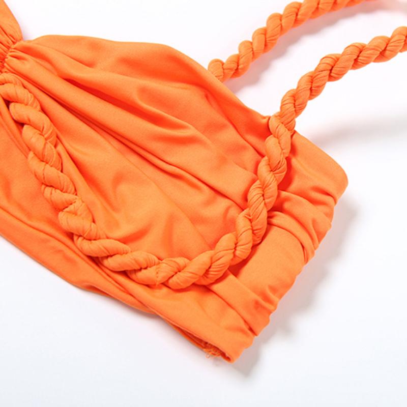 Ensemble jupe longue camisole irrégulière à col en V froncé et creux 