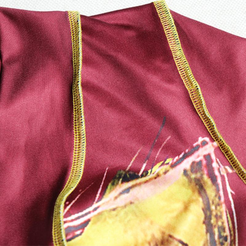 Ensemble jupe longue à manches longues et col en V avec imprimé boutonné 