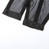 Body corset à boutons creux en maille avec gants 