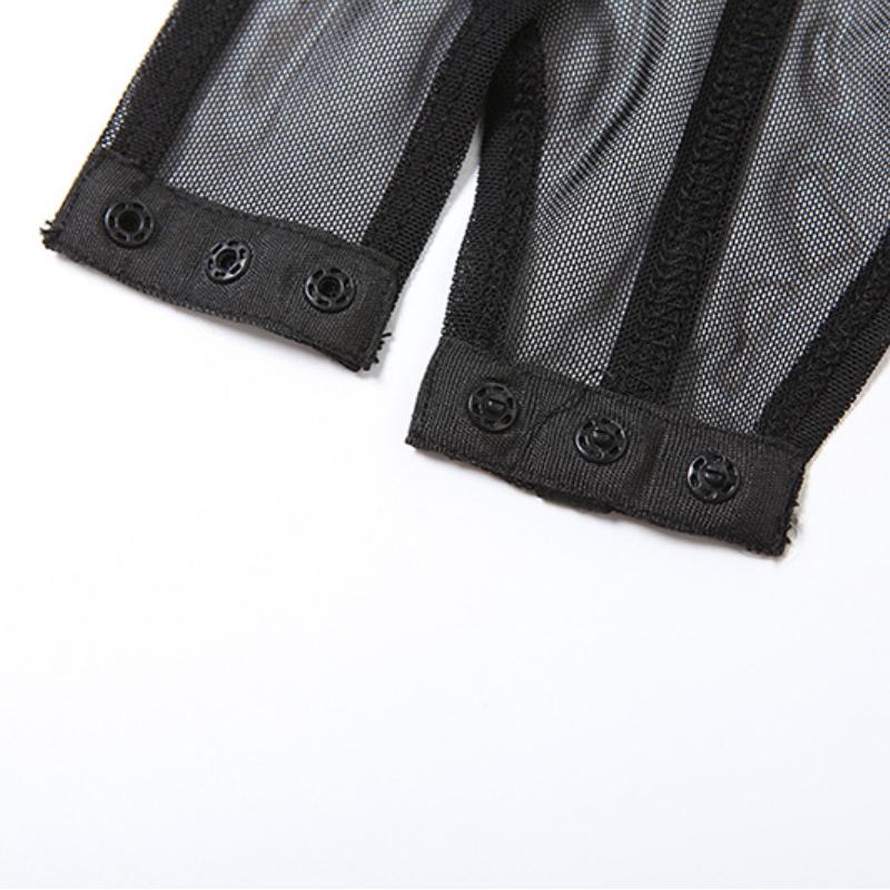 Body corset à boutons creux en maille avec gants 
