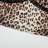 Top camisola sin espalda con estampado de leopardo y dobladillo de encaje con cuello en V 