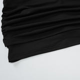 Vestido mini fruncido de manga larga con cuello alto y aberturas 