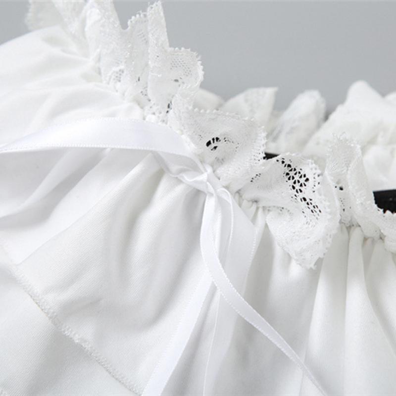Pantalon court à ourlet en dentelle et ruban à nœud papillon froncé 