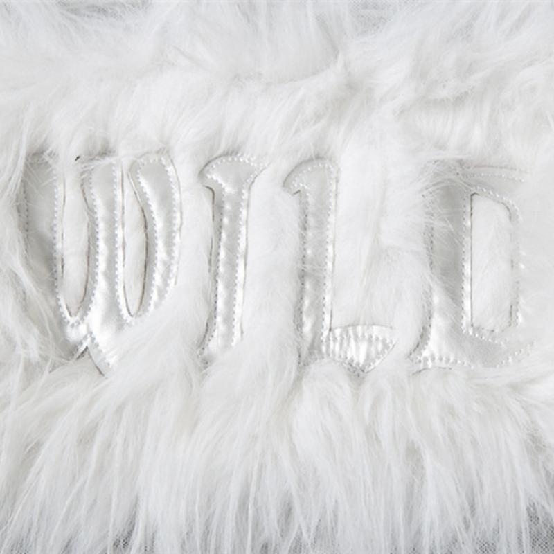 Long sleeve off shoulder feather letter embroidery top