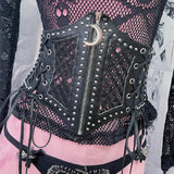 Ceinture zippée ajourée à nouer soi-même avec applique lune 