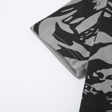 Irregular short sleeve gloves butterfly print top