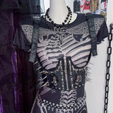 Top de tirantes con hebilla y cremallera con aplique de calavera de cuero sintético 