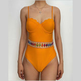 Maillot de bain une pièce à dos nu et patchwork contrasté 