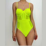 Traje de baño de una pieza con tirantes finos, acolchado y escote en forma de corazón 