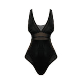 Maillot de bain une pièce en maille à col en V et imprimé serpent 