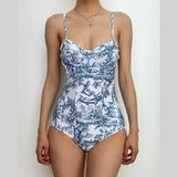 Maillot de bain une pièce à imprimé contrasté, col en V, dos nu, avec jupe de plage 