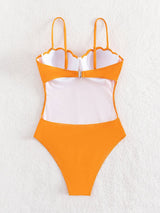 Maillot de bain une pièce à dos nu et patchwork contrasté 